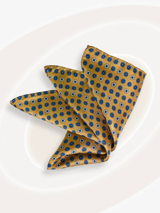 Printed Silk Mustard Pocket Square