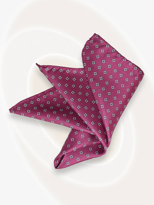 Printed Silk Magenta Pocket Square