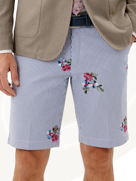 Steve Cotton Short thin stripe navy flower