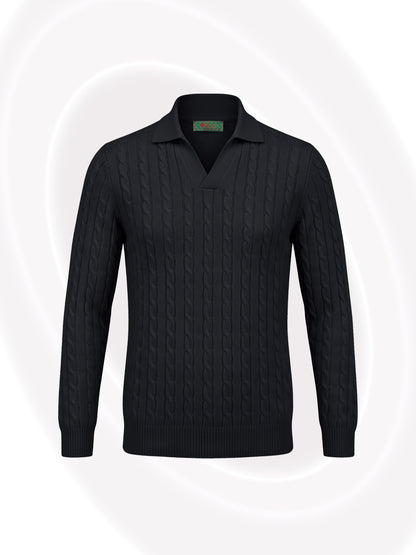 V-Cable Knit Sweater