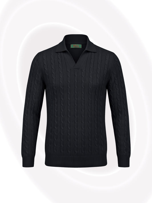 V-Cable Knit Sweater