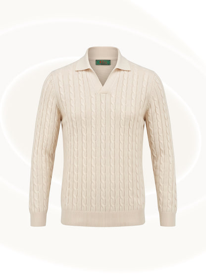 V-Cable Knit Sweater