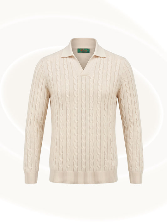 V-Cable Knit Sweater
