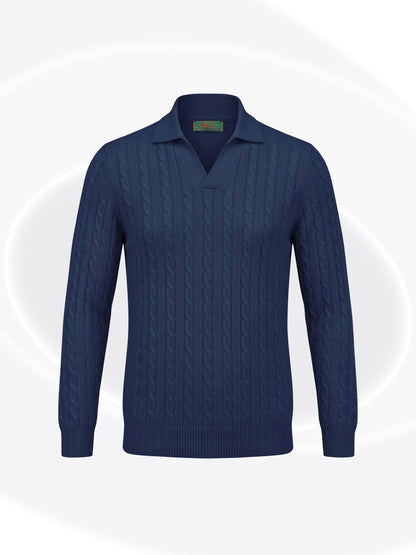 V-Cable Knit Sweater