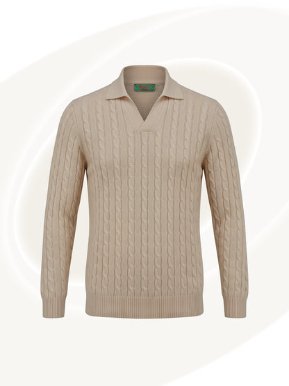 V-Cable Knit Sweater