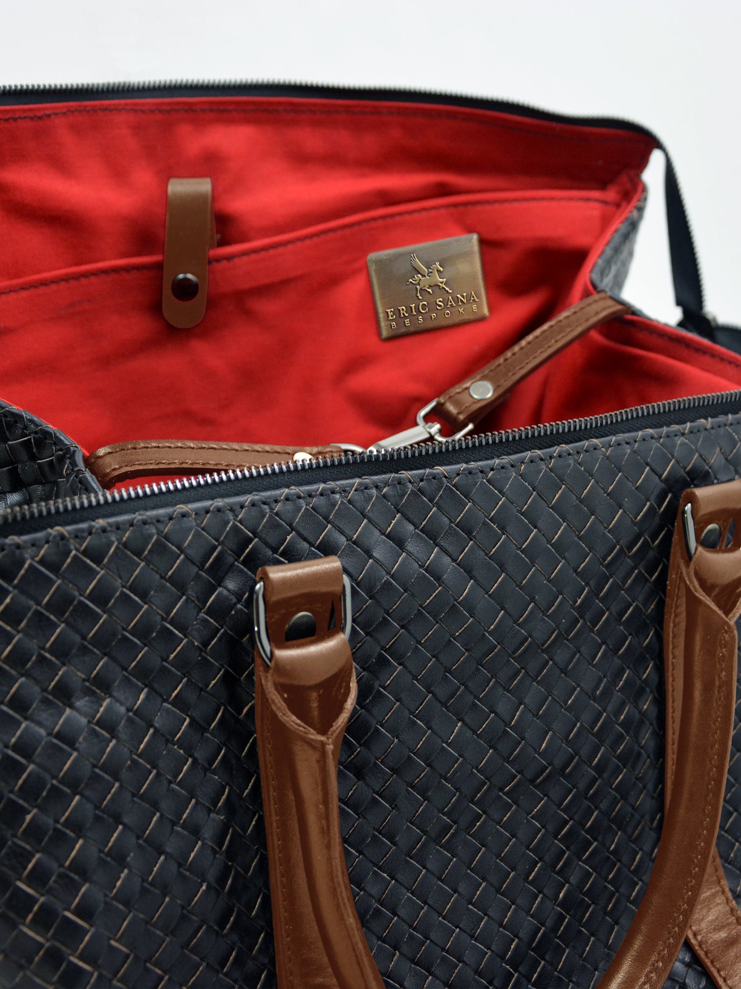 Hand-Woven Leather Duffel Bag