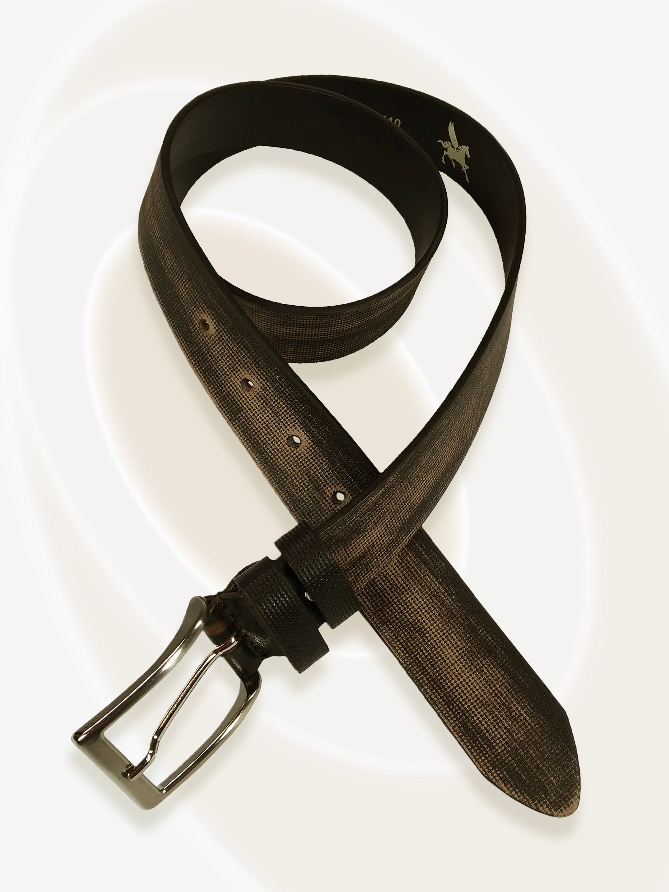 Western Distressed Leather Belt - 100% Genuine Leather Braided Belt With Solid Metal Buckle (Black, 46)