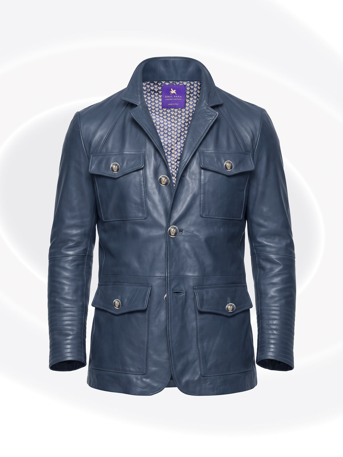 pegasus leather coat navy